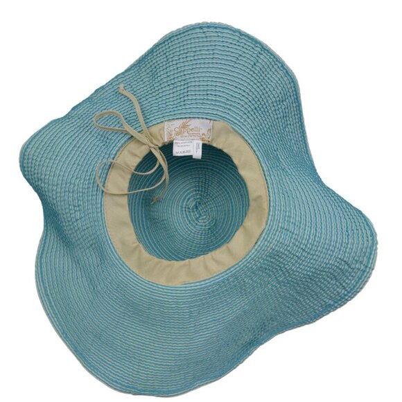 Cappelli White/Turquoise Wide Brim Floppy Packable Bendable Sun Hat Women's - Picture 7 of 10